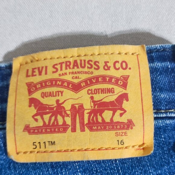 Levi's 511 jeans men's youth size 16 (W29XL30) denim blue colour slim fit jeans - Picture 5 of 15